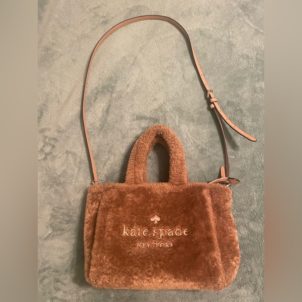 Kate Spade Unique Brown Teddy Shoulder Bag with Removable Strap